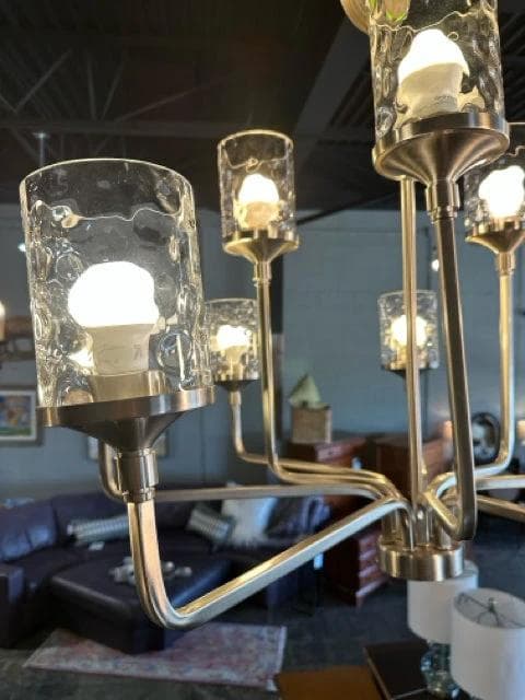 Silver Metal & Glass 8-Light Chandelier - Thumbnail 2