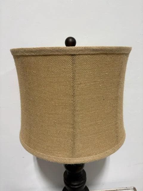 Distressed Black Base Table Lamp with Burlap Shade - Thumbnail 2