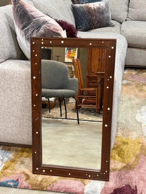 Thomas OBrien Mother of Pearl Dot Framed Wall Mount Mirror - Image 1