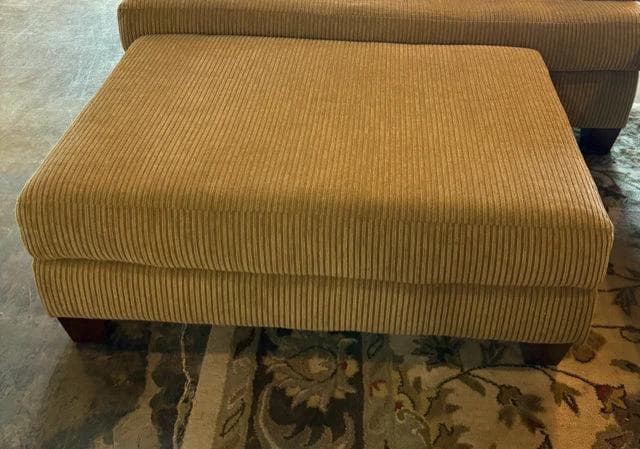 Brown Corduroy Ottoman - Image 1