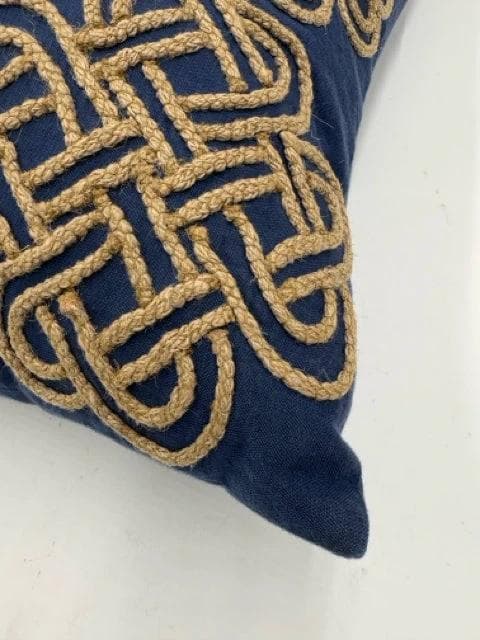 Navy Pillow with Twine Celtic Knots - Thumbnail 2