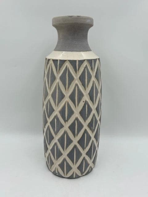 Grey Diamond Embossed Vase - Image 1