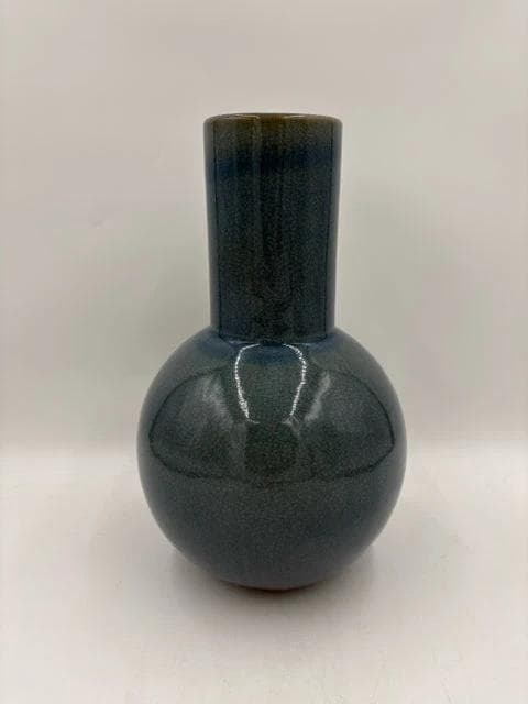 West Elm Cadet Blue Crackle Vase - Image 1