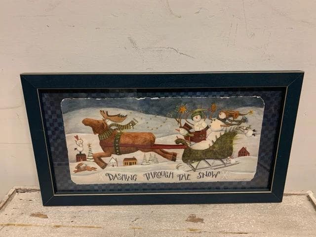 Dashing Through The Snow Picture with Blue Frame - Image 1