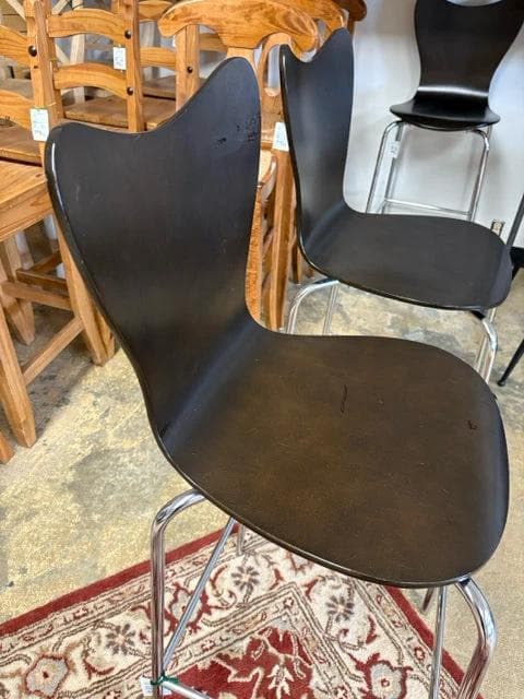 Set Of 2 West Elm Brown Scoop Back Counter Height Stools - Thumbnail 2