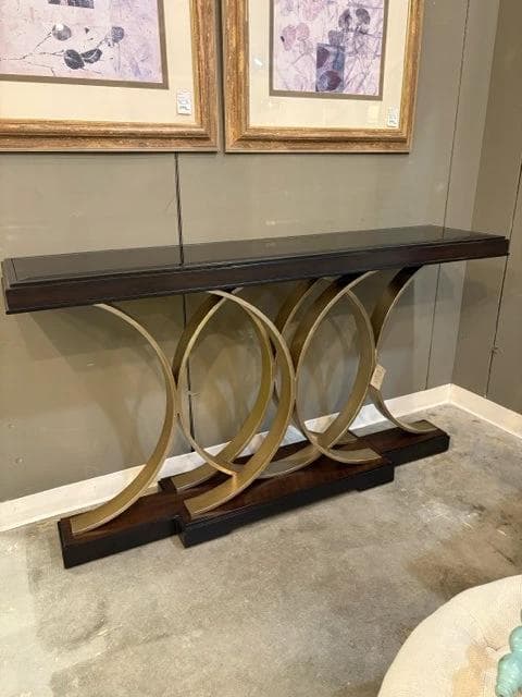 Maitland Smith Black & Gold Console Table - Image 1