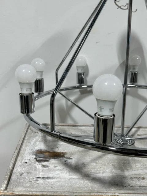 8-Light Round Silver Light Pendant - Thumbnail 2