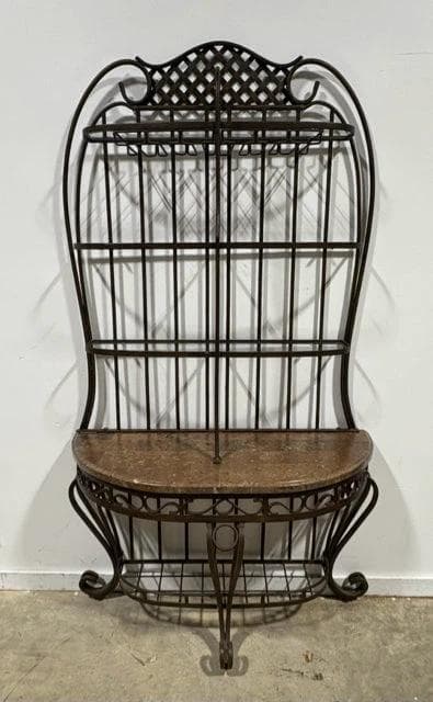 Wrought Iron Baker's Rack With Stone Top - Image 1