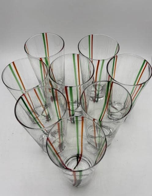 Set of 8 Candy Cane Striped Drinking Glasses - Thumbnail 2