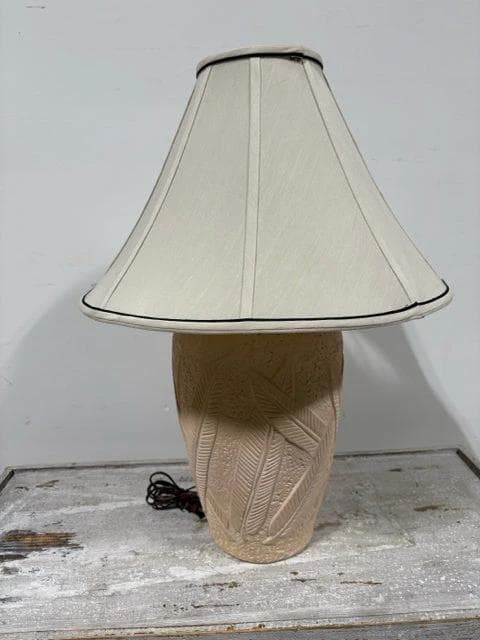 Terracotta Table Lamp With Tan Shade - Image 1