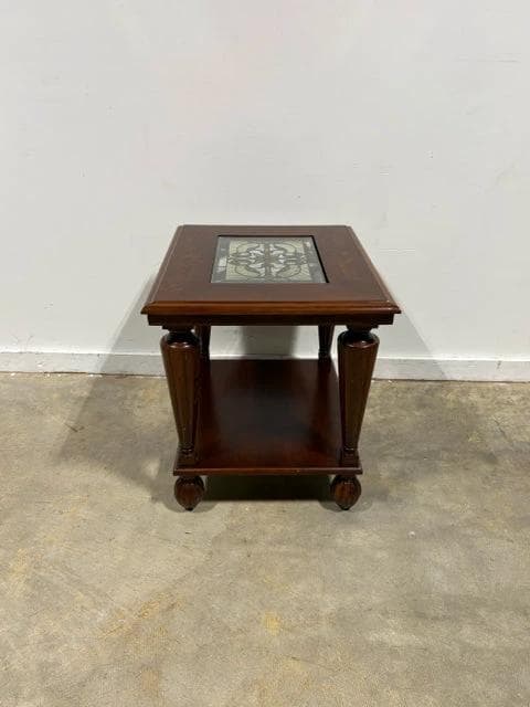 End Table With Stained Glass Insert - Image 1