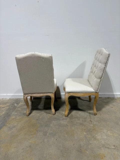 Set of 2 Tufted Cream Upholstered Dining Chairs - Thumbnail 2