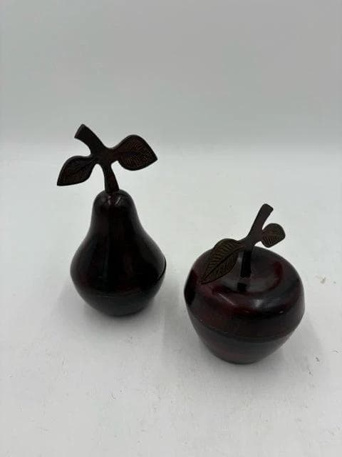 Set Of 2 Metal Apple And Pear Containers With Lids - Image 1