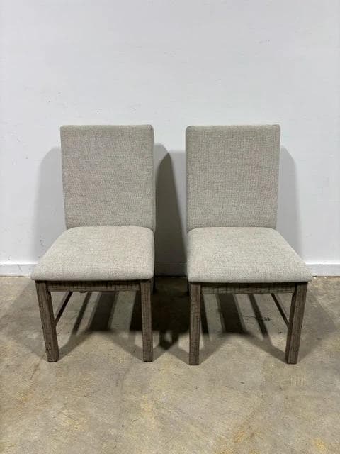 Set of 2 Ashley Grey Upholstered Dining Chairs with Driftwood Legs - Image 1