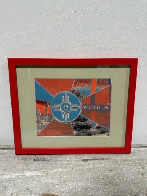 Wichita Flag Artwork In Red Frame - Image 1