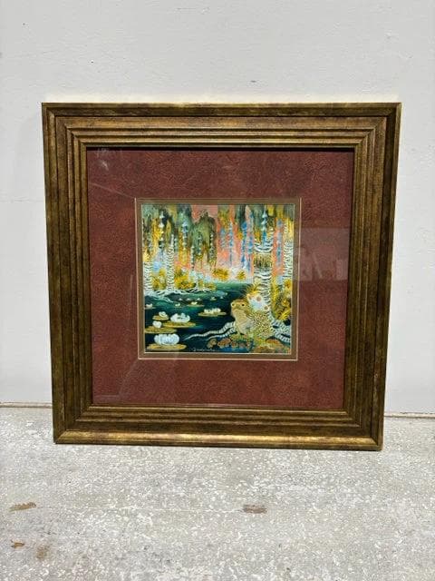 Wiosha Frog Print In Gold Frame - Image 1