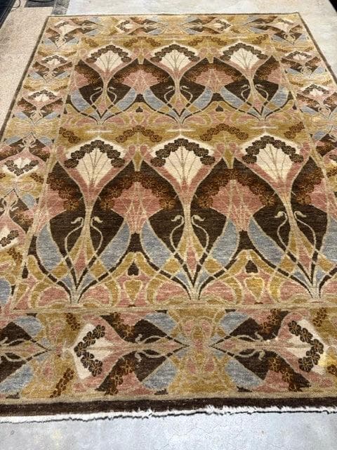 8'x11' Momeni Arts & Craft Wool Area Rug-Multicolor Swan - Image 1
