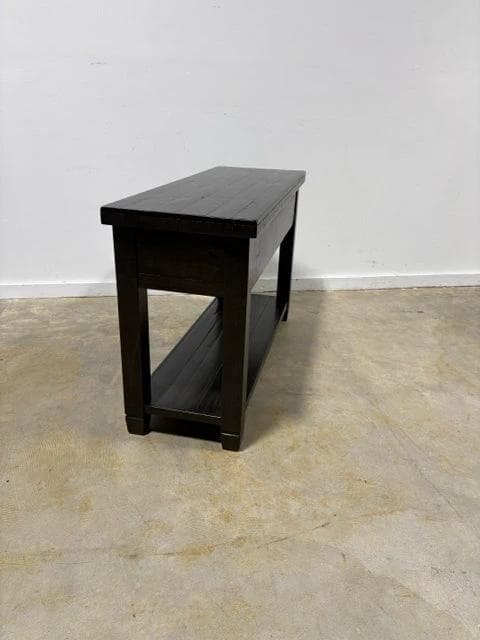 Dark Wood 2 Drawer Console Table with Bottom Shelf - Thumbnail 4