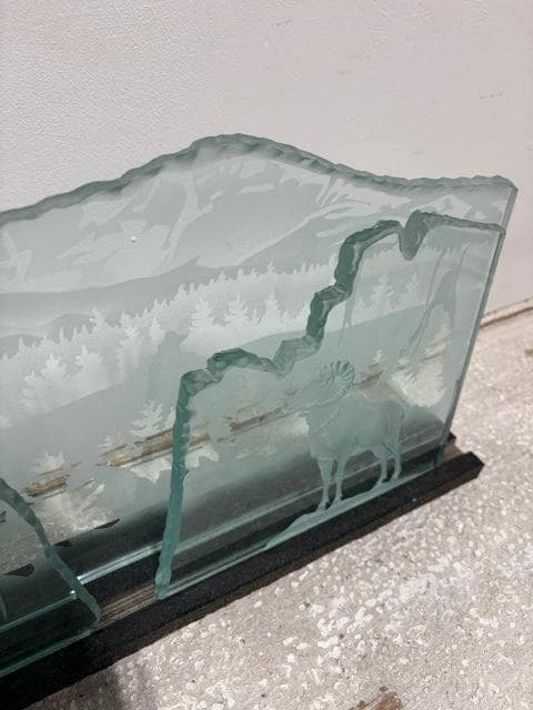 Etched & Sand Blasted Glass 3 Piece Nature Artwork by G. Thompson - Thumbnail 2