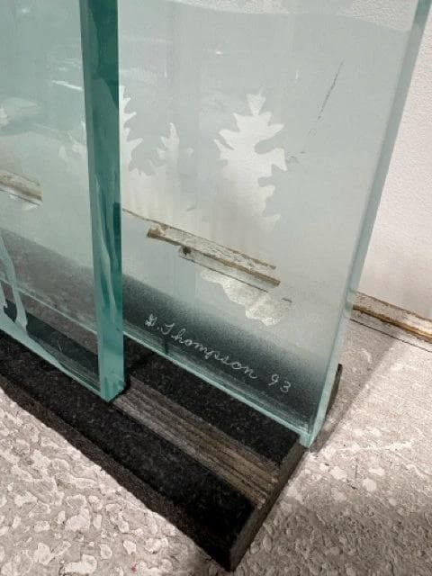 Etched & Sand Blasted Glass 3 Piece Nature Artwork by G. Thompson - Thumbnail 3