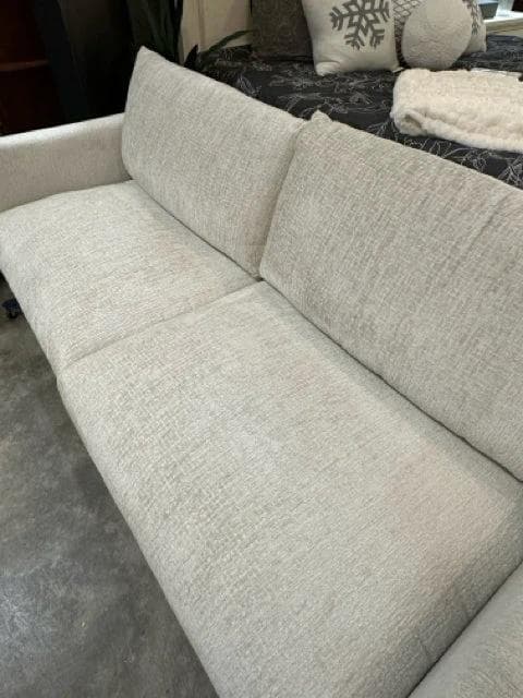 *NEW* Haven Oak & Marbled Gray Chenille Sofa - Thumbnail 4