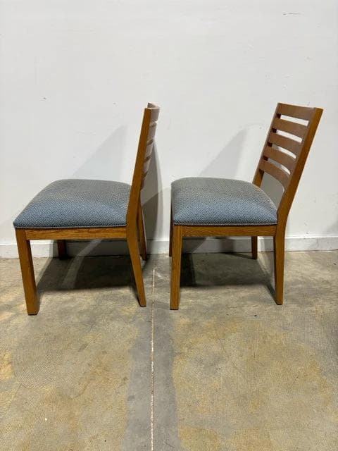 Set of 2 Ethan Allen Slatted Wooden Back Upholstered Dining Chairs - Thumbnail 5