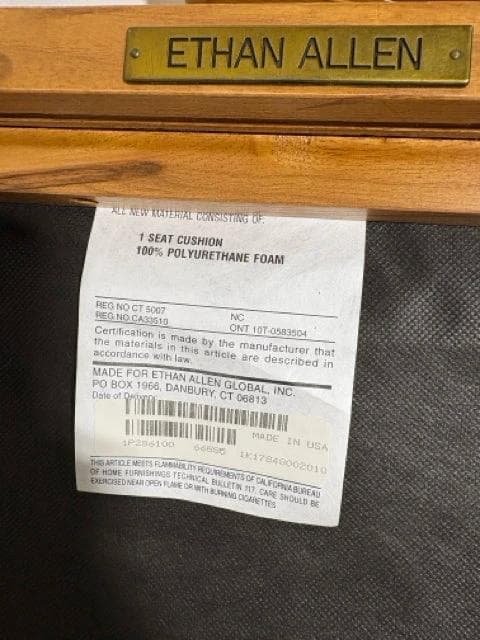 Set of 2 Ethan Allen Slatted Wooden Back Upholstered Dining Chairs - Thumbnail 6