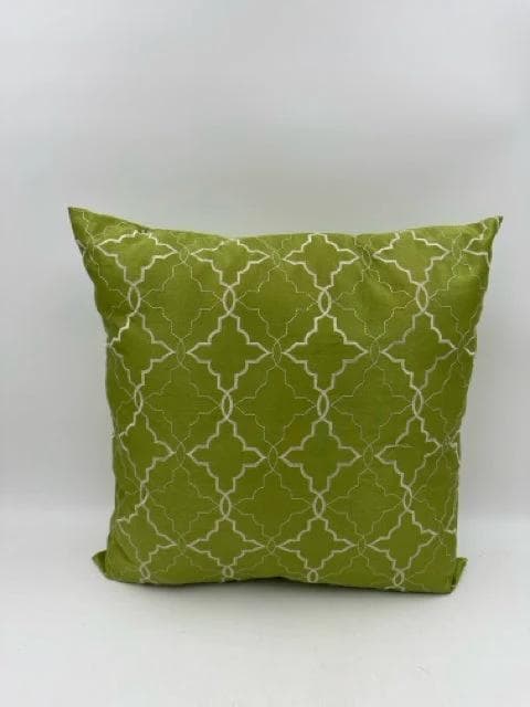 Green And White Geometric Pillow - Image 1