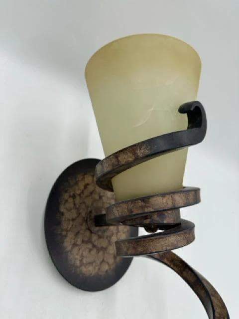 Set of 2 Swirl Metal Wall Sconces with Frosted Glass - Thumbnail 2