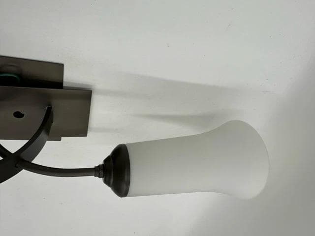 Set of 2 Black Metal Wall Sconces with Milk Glass - Thumbnail 2