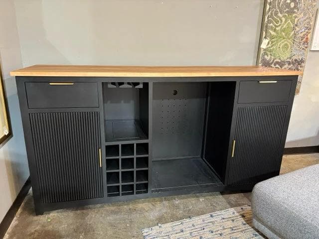 Sierra Living Concepts Black Wooden Modern Bar Cabinet - Image 1