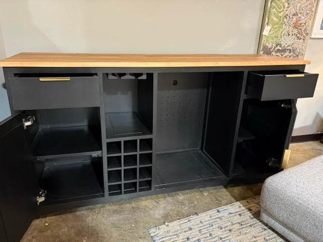 Sierra Living Concepts Black Wooden Modern Bar Cabinet - Thumbnail 2