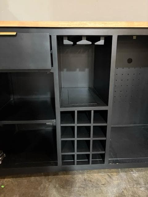 Sierra Living Concepts Black Wooden Modern Bar Cabinet - Thumbnail 3