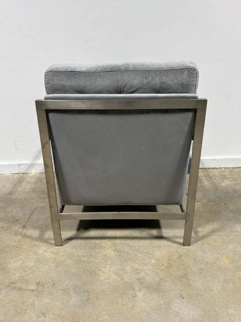 Grey Velvet And Chrome Arm Chair - Thumbnail 5
