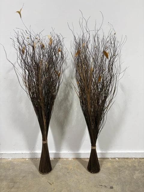 Set of 2 Dark Brown Bundle of Dried Twigs & Grasses - Image 1
