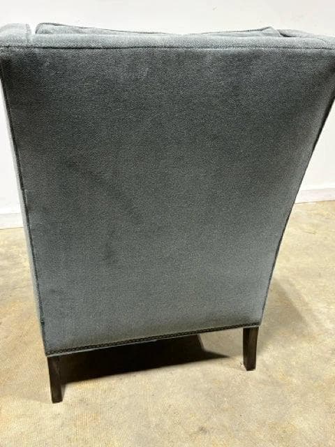 Vanguard Blue/Grey Herringbone Upholstered Chair with Silver Nailheads - Thumbnail 3