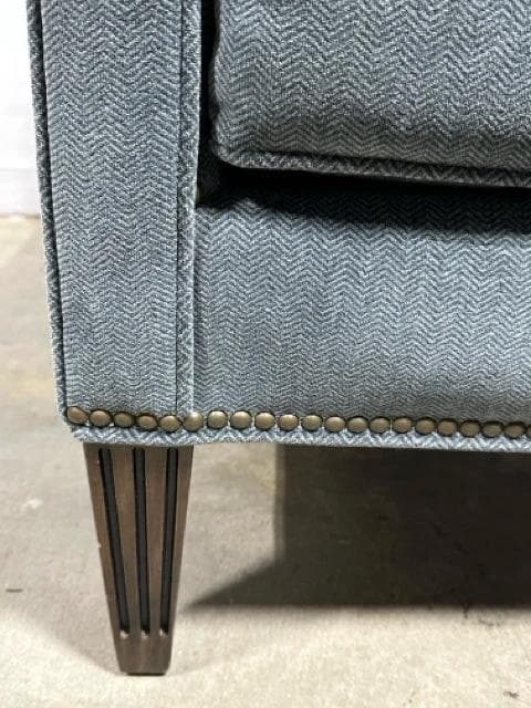 Vanguard Blue/Grey Herringbone Upholstered Chair with Silver Nailheads - Thumbnail 4