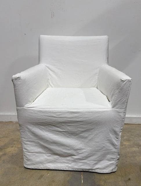 Pottery Barn Dining Chair With White Slipcover - Image 1