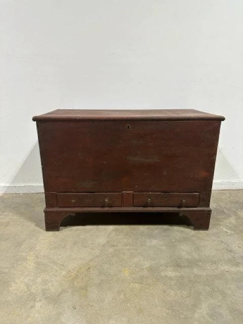 Distressed Wooden Trunk with 2 Drawers - Image 1