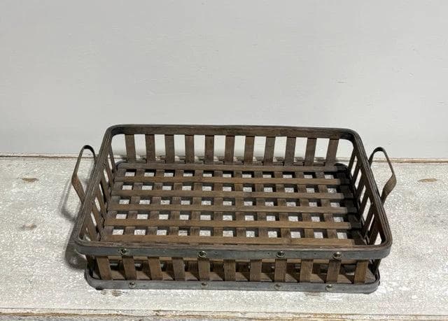 Aluminum And Wood Tray With Handles - Thumbnail 2