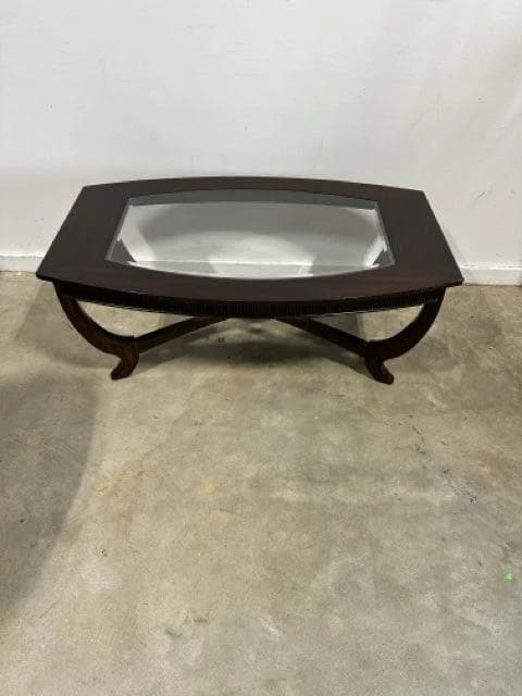 Luck Furniture Wooden Rectangle Coffee Table with Glass Insert - Image 1