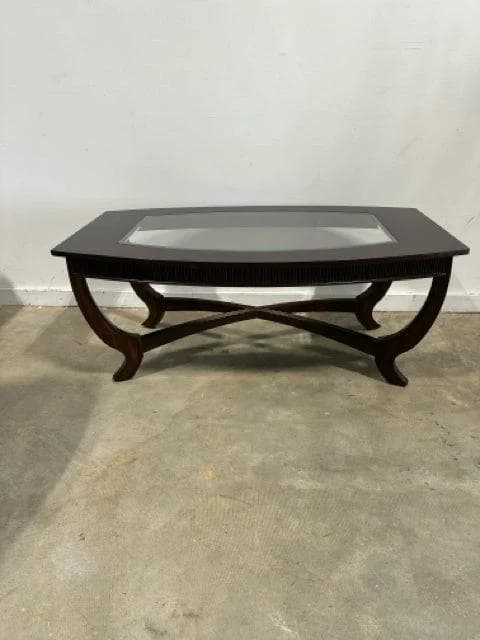 Luck Furniture Wooden Rectangle Coffee Table with Glass Insert - Thumbnail 2