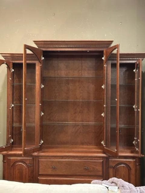 Custom Wood Products Lighted Hutch with 4 Doors & 3 Drawers - Thumbnail 3