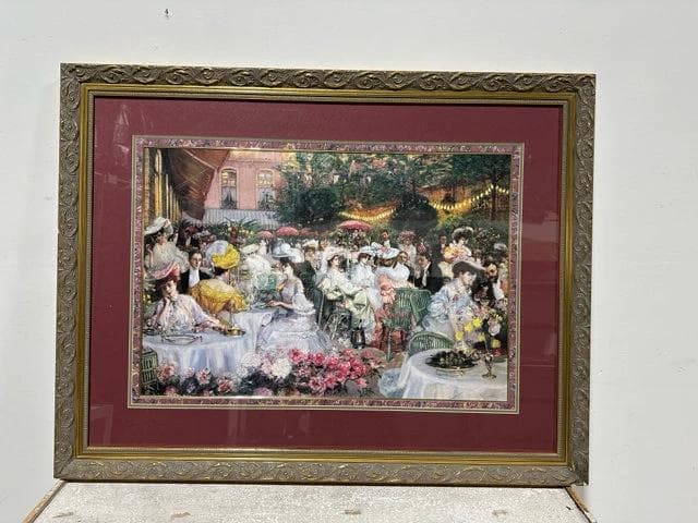 "Dinner At The Ritz Hotel" Gold Framed Print By Jeanniot - Image 1