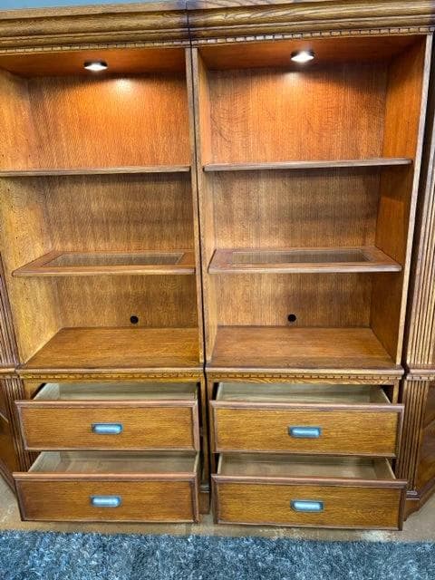 Ashley Lighted Oak 4 Piece Shelf Unit with 4 Drawers - Thumbnail 3