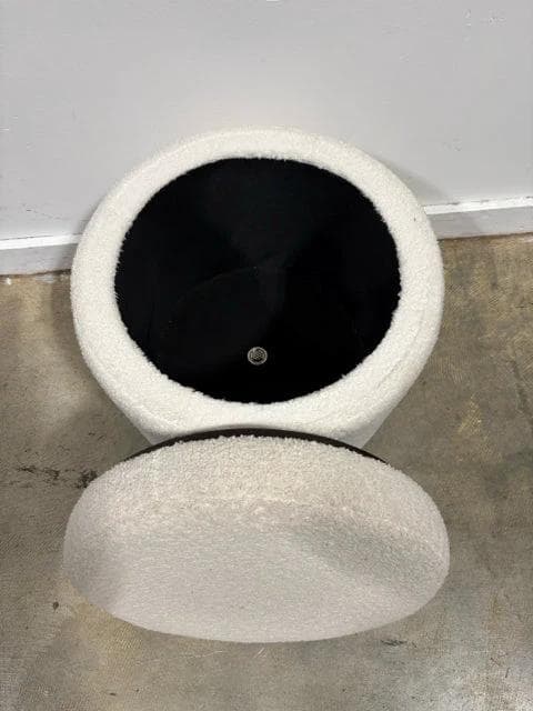 Ivory Round Storage Ottoman - Thumbnail 2