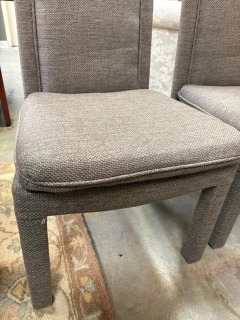Set Of 2 Grey Upholstered Dining Chairs With Padded Seats - Thumbnail 2