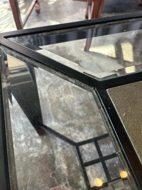 Glass And Metal End Table With Tile Top AS IS - Thumbnail 3