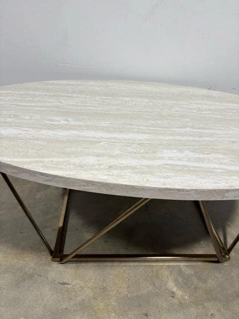 Ashley Faux Marble With Gold Metal Base Coffee Table - Thumbnail 2