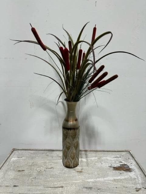 Embossed Vase with Cattails - Image 1